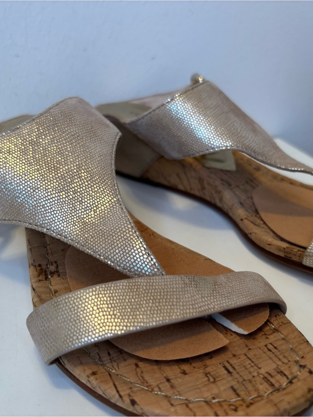 Donald J. Pliner Gold Metallic Wedge Thong Sandals - Picture 6 of 10